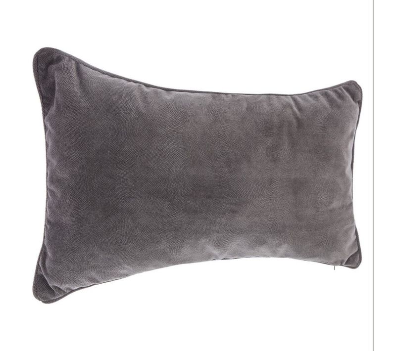 Coussin "lilou" Effet Velours 30 X 50 Cm - Gris Foncé - 30x50 Cm