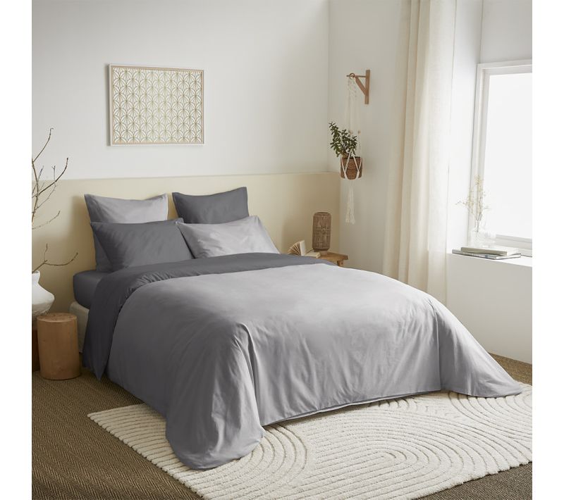 Pack Complet 6 Pièces Gris/anthracite Réversible Housse De Couette - Gris Foncé - 160x200 Cm