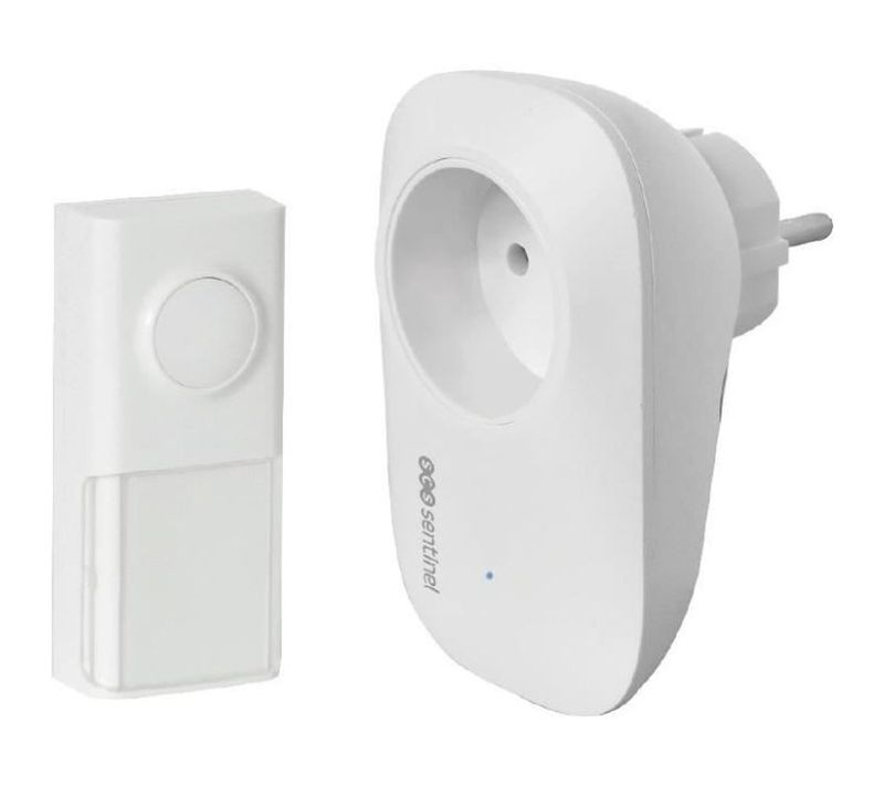 Ecobell 100 Plug - Carillon Enfichable Sans Pile, Bouton Ip55, 100 M, 25 Mélodies