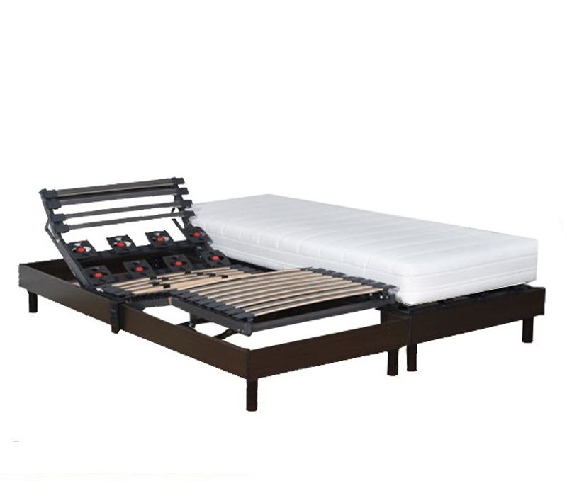 Lit Électrique 80x200 Sommier à Lattes Et Plots, Matelas Ressorts Essenzia Zen