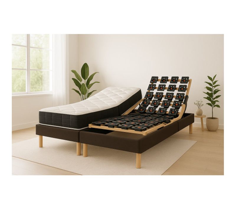 Lit Électrique 80x200 Sommier à Plots, Matelas Ressorts Essenzia Zen