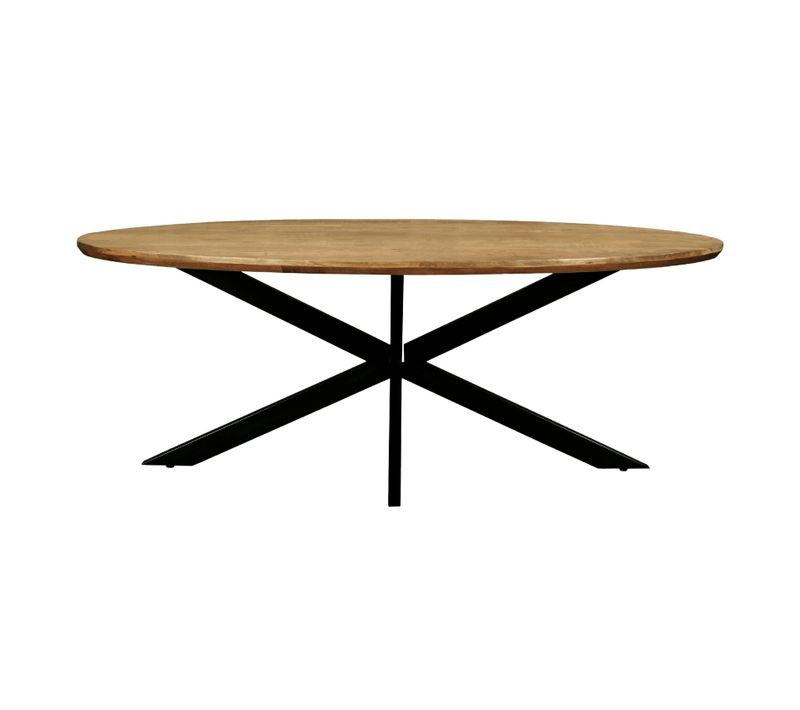 Macy-table à Manger Ovale 8/10 Personnes 210 Cm En Bois Massif