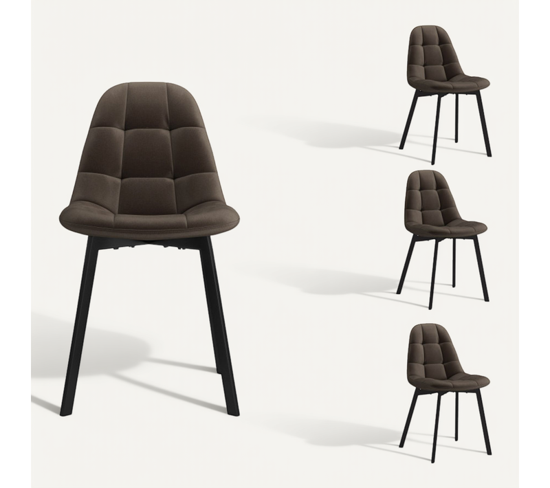 Stellia-chaise En Velours Marron (x4)
