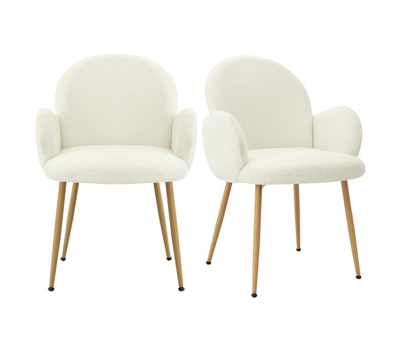 Alice-chaise En Tissu Cozy Ecru Et Acier Chêne (x2)