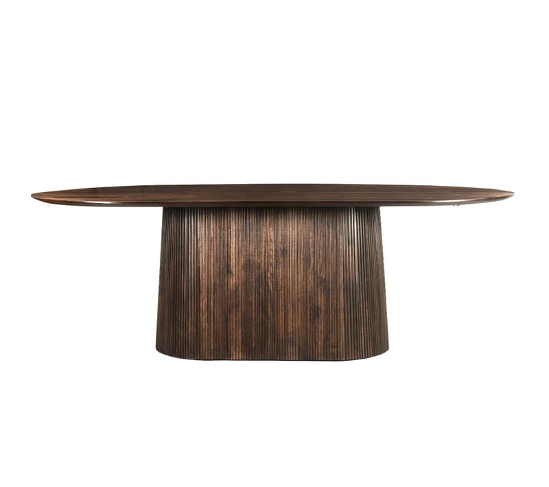 Sienne-table à Manger Ovale +12 Personnes 300 Cm En Bois Massif Brun