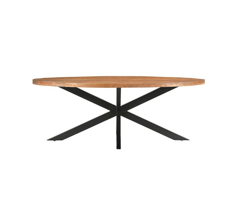 Bari-table à Manger Ovale 8/10 Personnes 210 Cm En Bois Massif