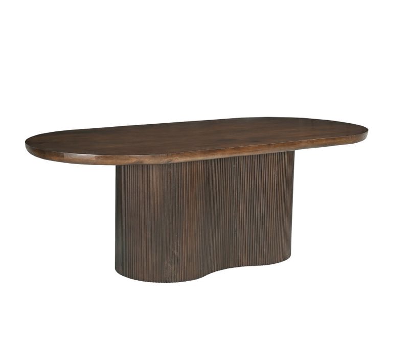 Seville-table à Manger Ovale 10 Personnes 250 Cm En Bois Massif Brun