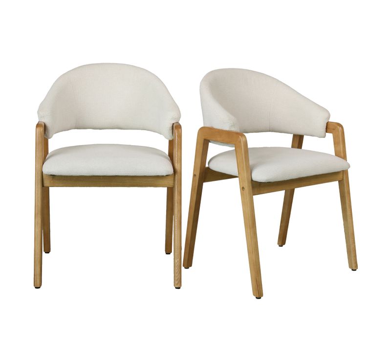 Wool-chaise En Frêne Naturel Et Tissu Trendy Ecru (x2)