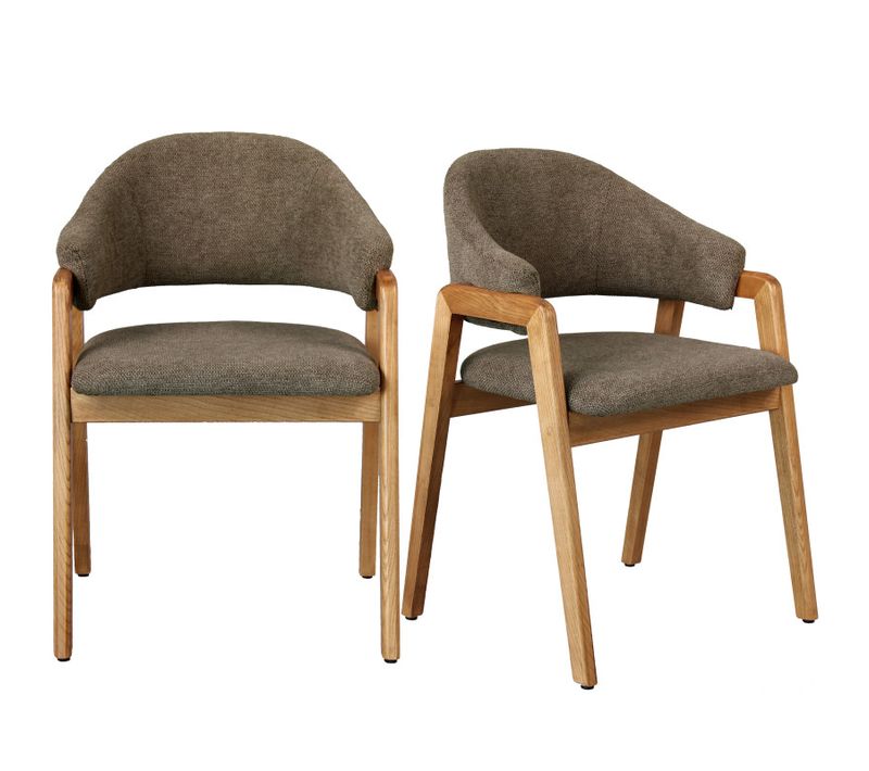 Wool-chaise En Frêne Naturel Et Tissu Trendy Taupe (x2)
