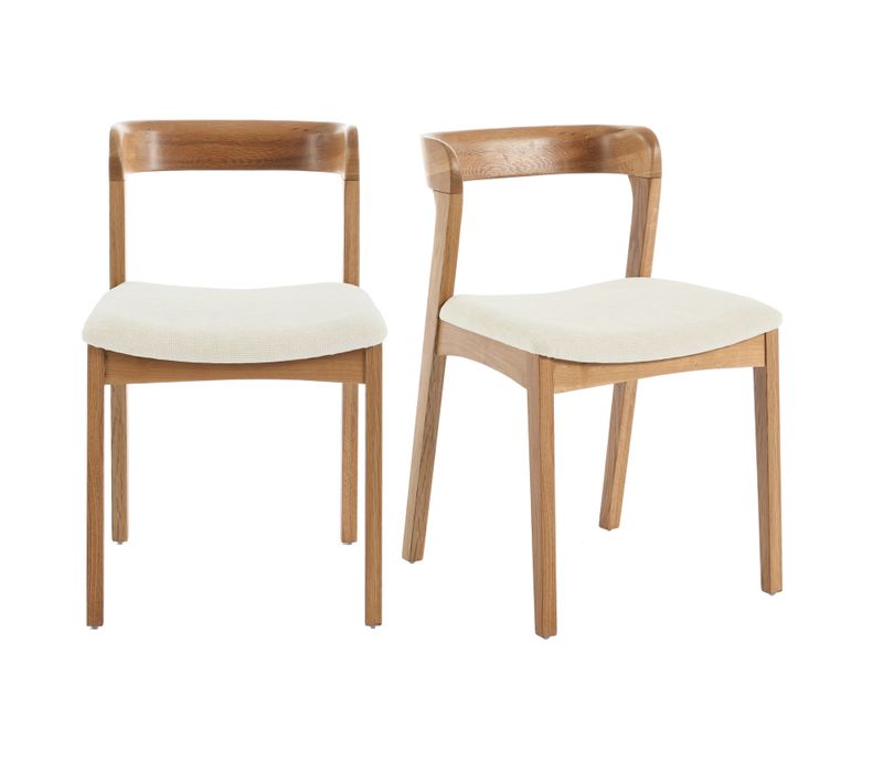 Tina-chaise En Chêne Massif Et Tissu Bliss Ecru (x2)