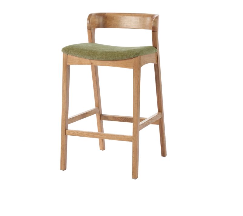 Tino-tabouret De Bar En Chêne Massif Et Tissu Bliss Sauge