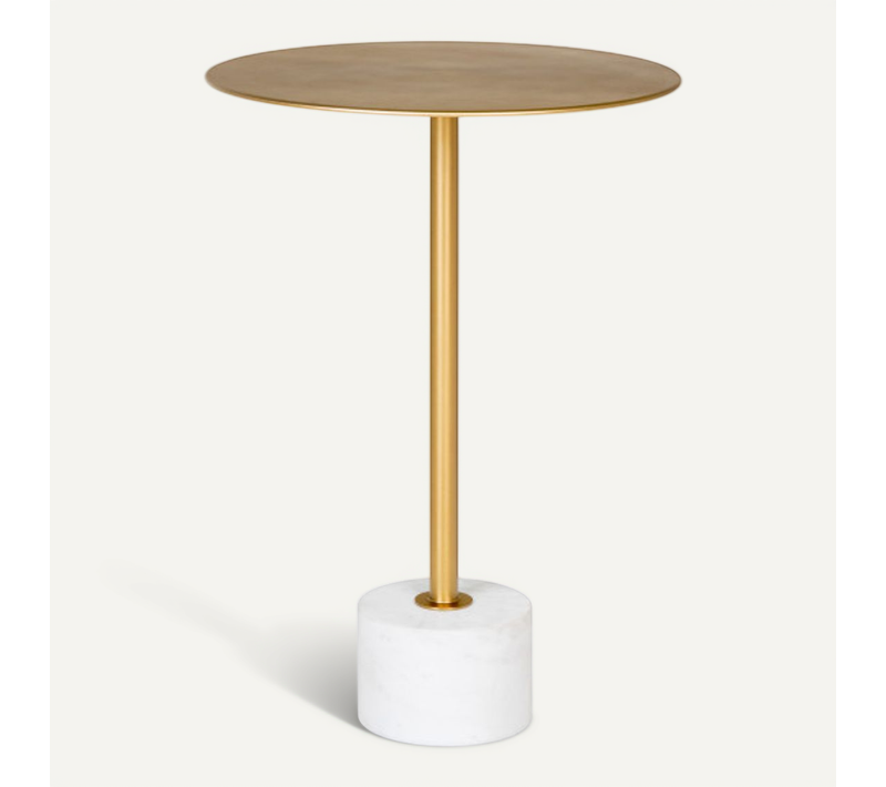 Twin-table D'appoint En Acier Laiton Et Marbre D.41 Cm