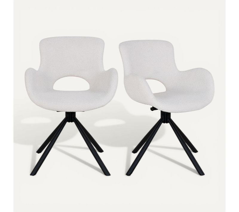 Sixty- Chaise Pivotante 360° En Tissu écru (x2)