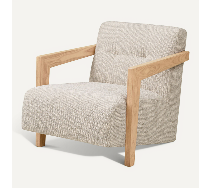 Mist-fauteuil En Chêne Massif Et Tissu Beige