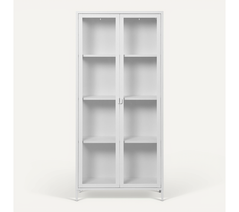 Maine-vitrine 2 Portes Vitrées Acier Blanc 80x175 Cm