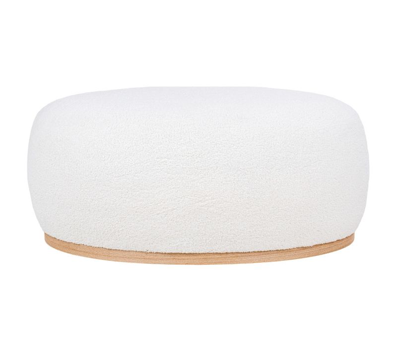 Haby-pouf En Tissu Bouclé Ecru 54,5x88,5 Cm