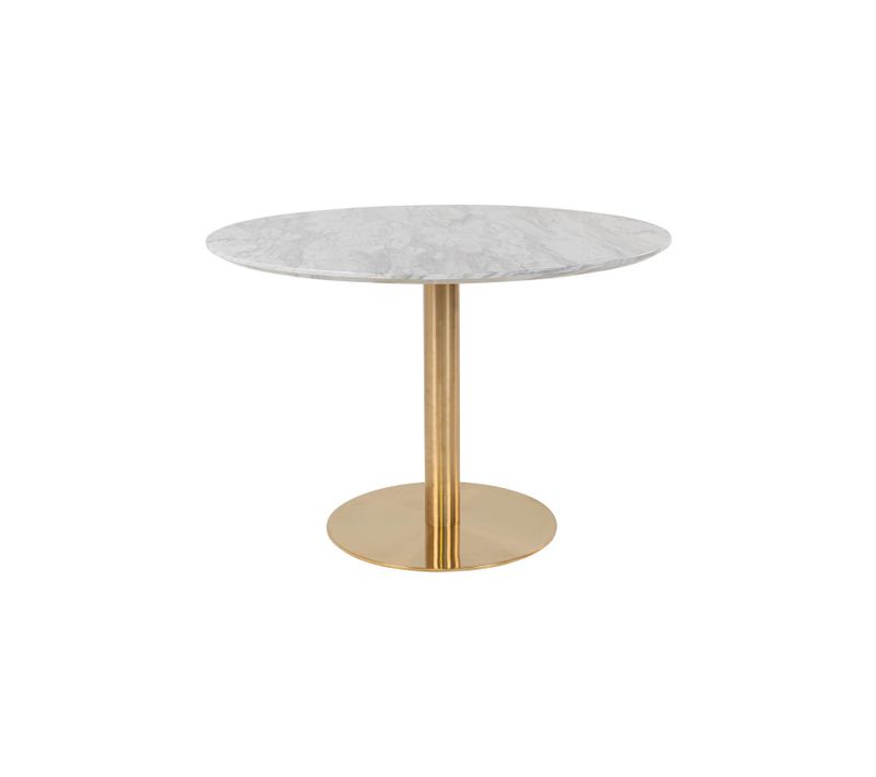 Cooper-table à Manger Ronde 4 Personnes D.110, Décor Marbre Et Laiton