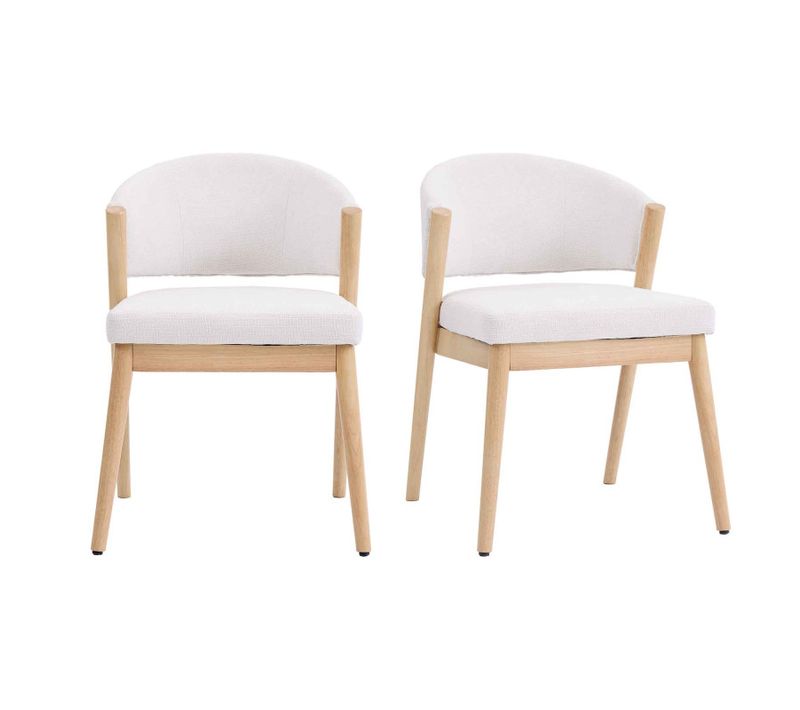 Alba-chaise Bois Naturel Et Tissu Trendy Ecru (x2)