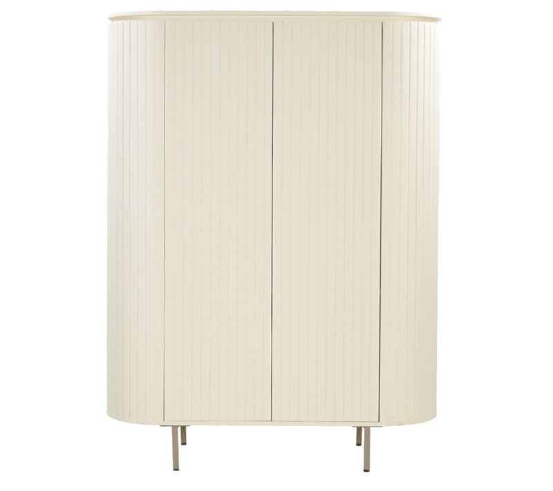 Cream-vaisselier 115 Cms En Bois Massif Ivoire