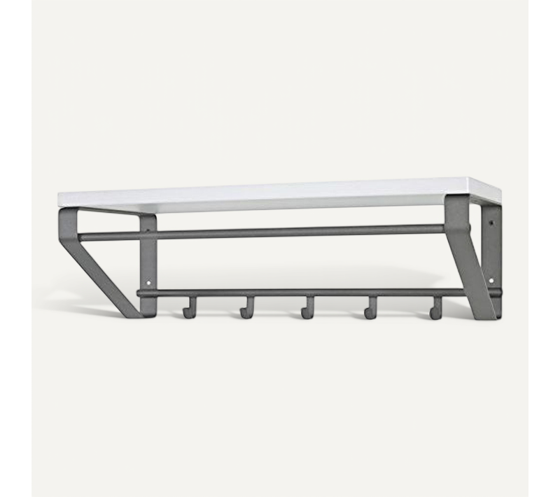 Garderobe Murale En Métal Laqué Anthracite-blanc - Dim : L70 X P 30 X H23 Cm-