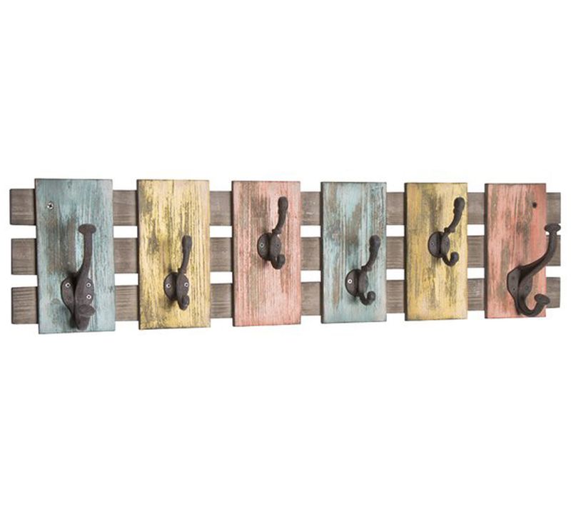 Patère Murale En Bois Massif Optique Vintage - Dim : L81 X P 11 X H20 Cm