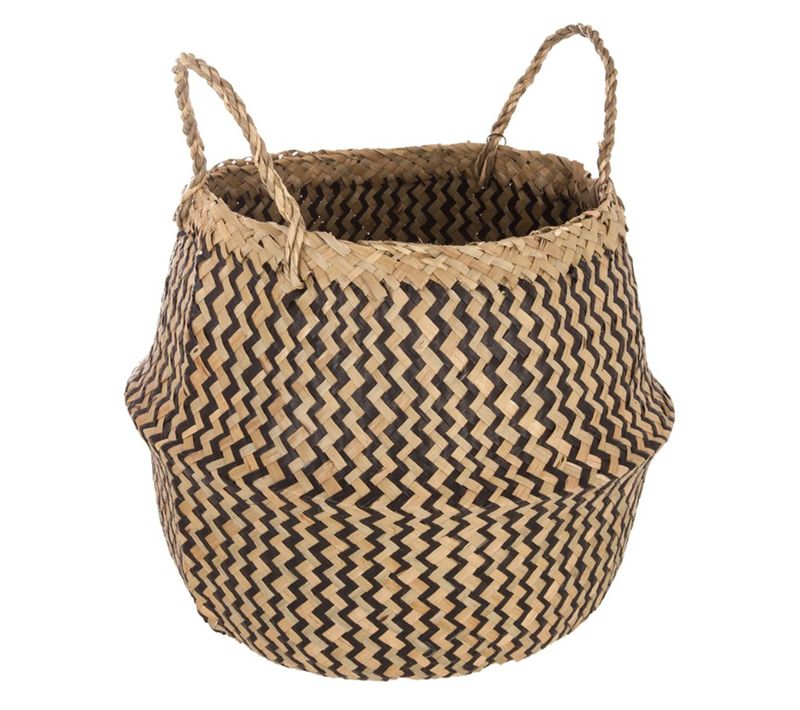 Panier En Osier Avec Poignées Coloris Noir - 35 X 29 Cm