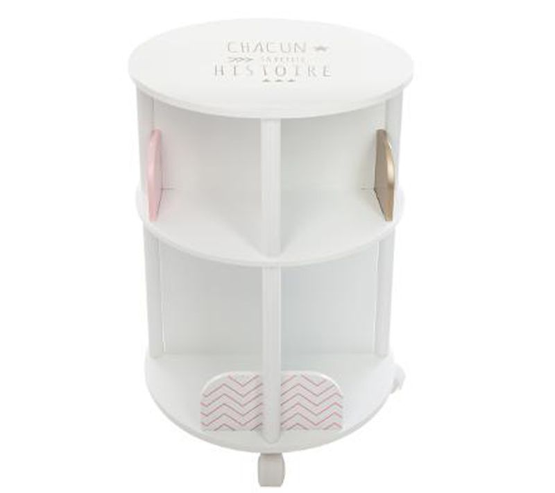 Bibliothèque Enfant Ronde En Mdf Et Polypropylène, Rose - Dim : L.40 X L.40 X H.59 Cm