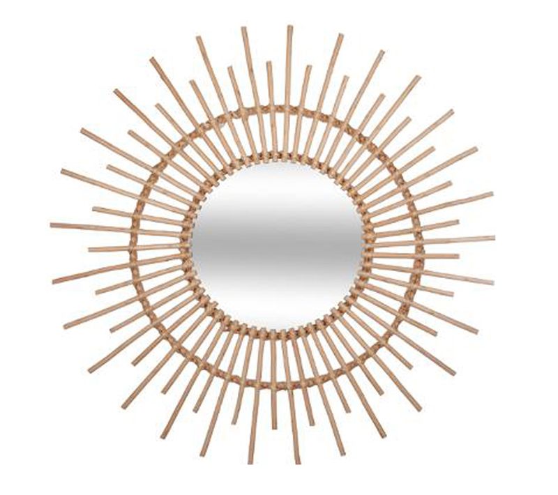 Miroir Mural En Saule Coloris Beige - Dim : L.76 X L.2,4 X H.76 Cm