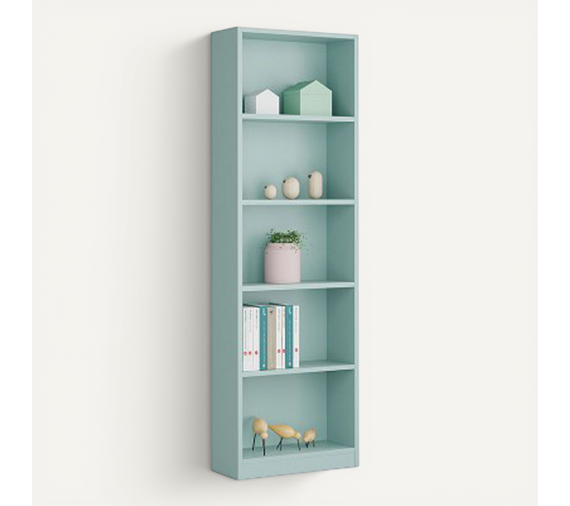 Bibliothèque Avec 5 étagères Coloris Vert - Dim : H 180 X L 52 X P 25 Cm