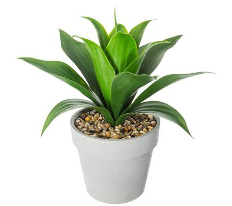 Plante Artificielle En Ciment Et Plastique, Gris - Dim : L.28 X L.28 X H.34 Cm