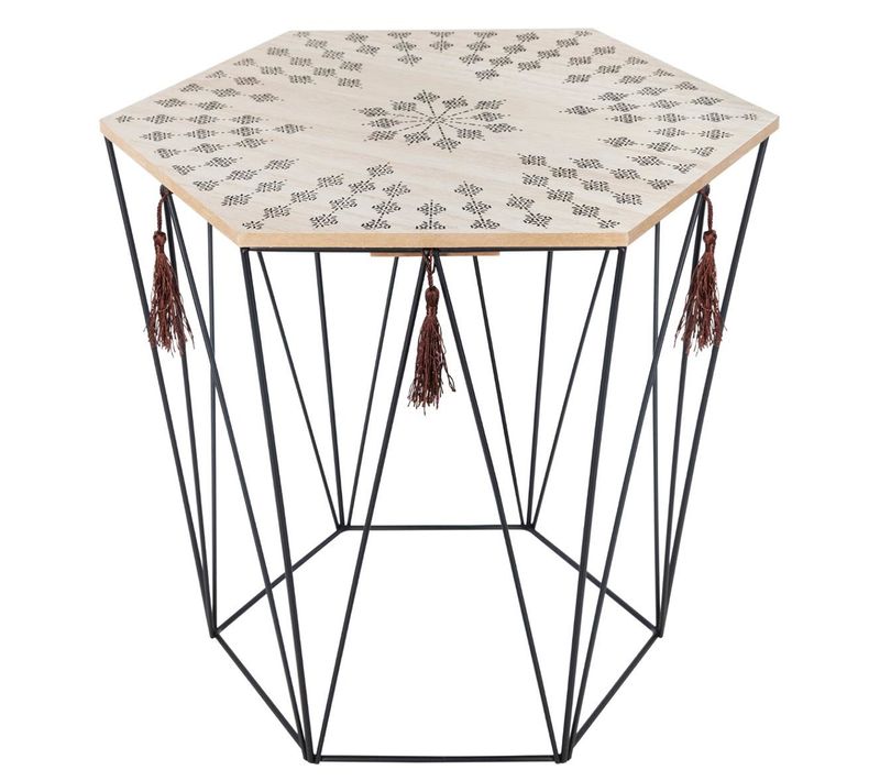 Table À Café Octogonale En Métal Coloris Noir - Dim : D.43 X H.40 Cm