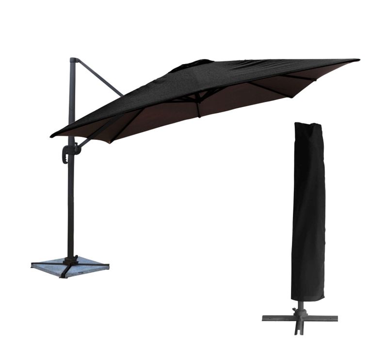 Parasol Déporté Molokai Carré 3x3m Noir + Housse