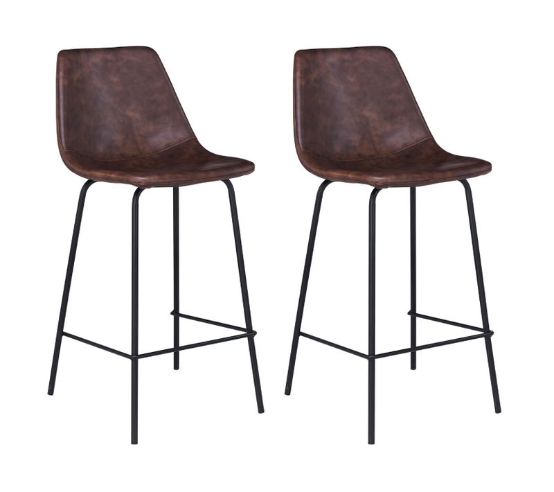 Lot De 2 Tabourets De Bar Vintage Lucien Marron - Hauteur D'assise 65cm