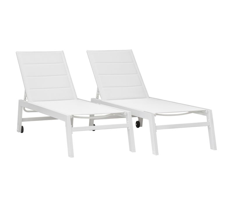 Lot De 2 Bains De Soleil Barbados En Textilène Blanc - Aluminium Blanc