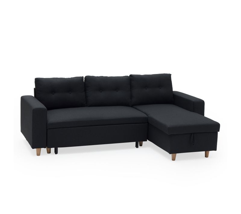 Canapé D'angle Convertible Wade 3 Places Gris Anthracite