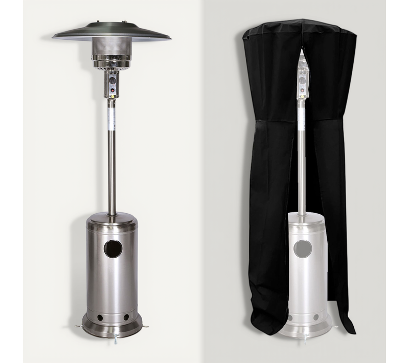 Parasol Chauffant Oslo - Chauffage D'extérieur Gaz - Acier Inox + Housse