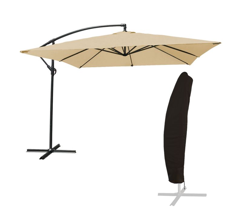 Parasol Déporté Molokai Carré 2,7x2,7m Beige + Housse