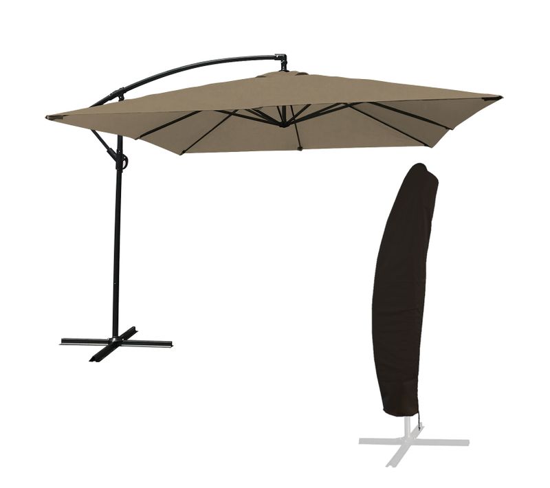 Parasol Déporté Molokai Carré 2,7x2,7m Taupe + Housse