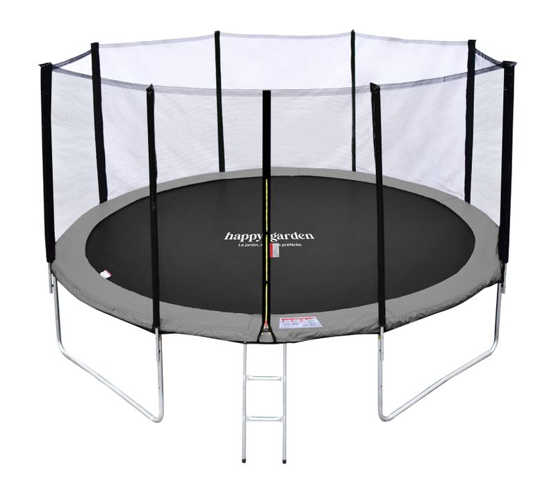 Trampoline 430cm Réversible Gris/rose Melbourne, échelle, Bâche Et Kit D'ancrage