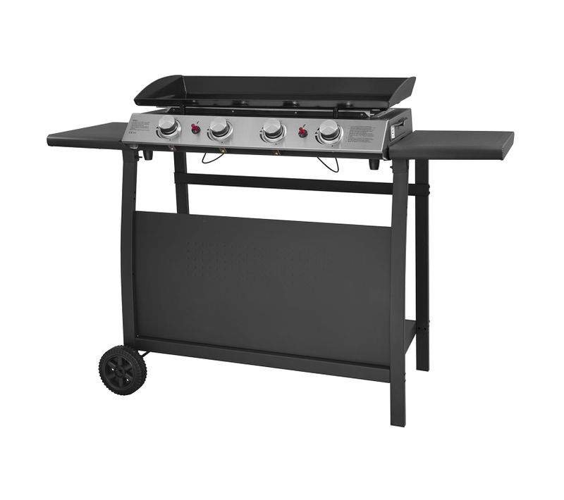 Plancha Au Gaz Valencia - 4 Brûleurs 10kw + Chariot