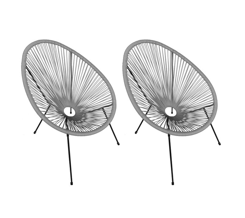 Lot De 2 Fauteuils Oeuf Acapulco Gris