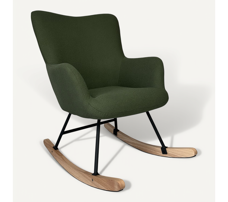 Fauteuil à Bascule En Tissu Boucle Vert Kaki Kaira