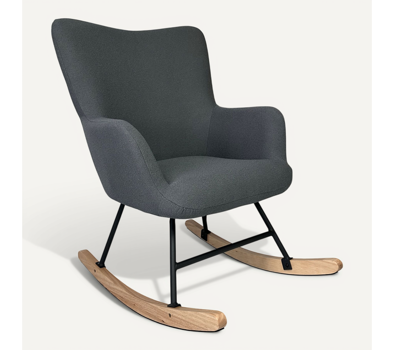 Fauteuil à Bascule En Tissu Boucle Gris Kaira