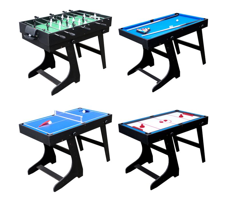 Table Multi-jeux 4 En 1 Pour Enfants - Baby-foot, Billard, Ping-pong, Air-hockey