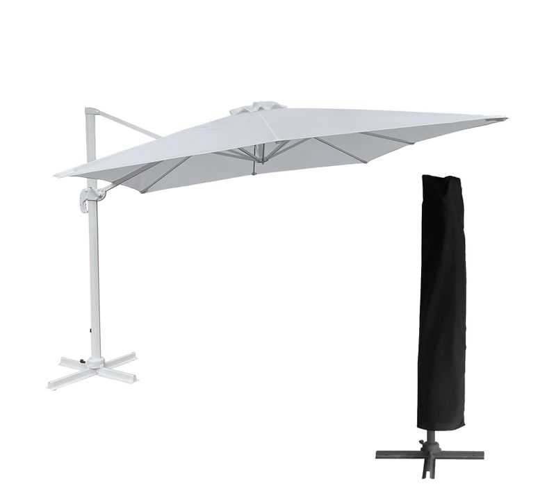 Parasol Déporté Molokai Rectangulaire 3x4m Blanc + Housse