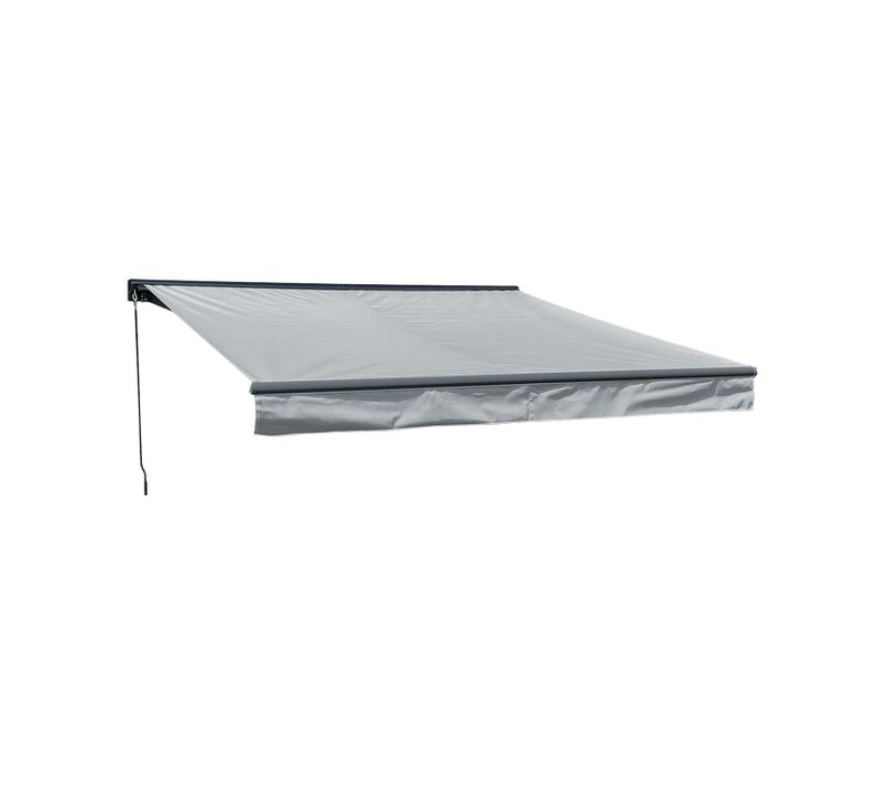 Store Banne Saule 3,5 × 3m Avec Semi-coffre - Toile Grise Et Structure Grise