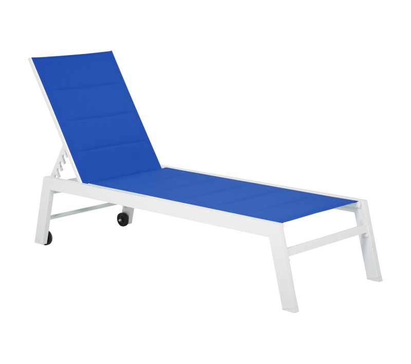 Bain De Soleil Barbados En Textilène Bleu - Aluminium Blanc