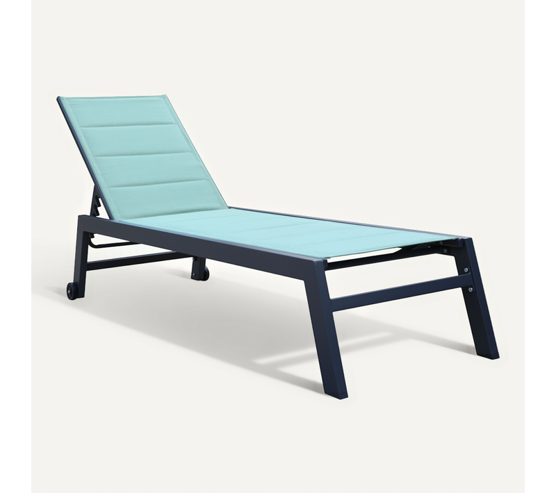 Bain De Soleil Barbados En Textilène Vert D'eau - Aluminium Anthracite