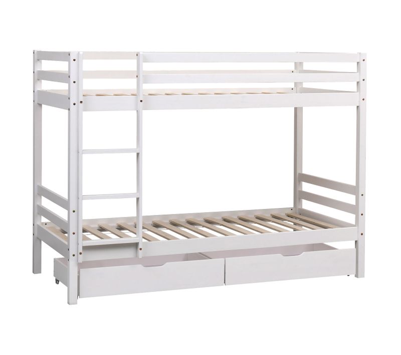 Lits Superposés Pour Enfants 190x90cm Blanc Avec Tiroirs Ambre