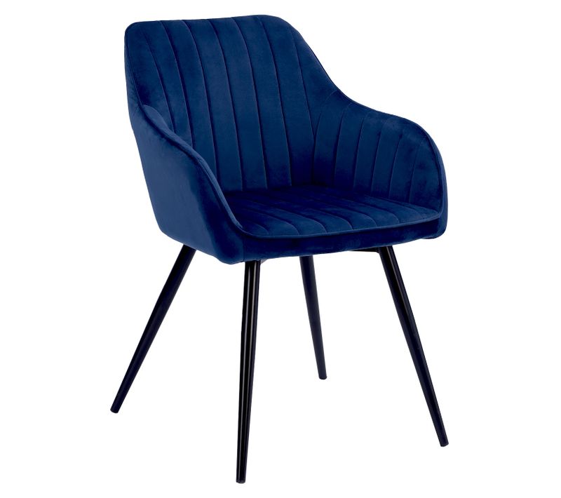 Chaise En Velours Bertille Bleue